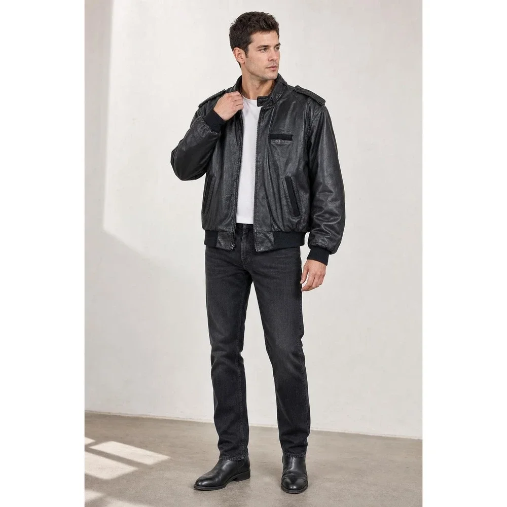 Vintage Members Only Leather Bomber Jacket Men's 44 Black 80s 90s Quilted Racer